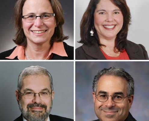 Four images of our speakers including headshots of Drs Bailes, Gannotti, Hurvitz and Noritz