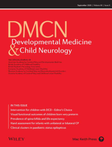 A thumbnail of the red cover of Developmental Medicine and Child Neurology for July 2026